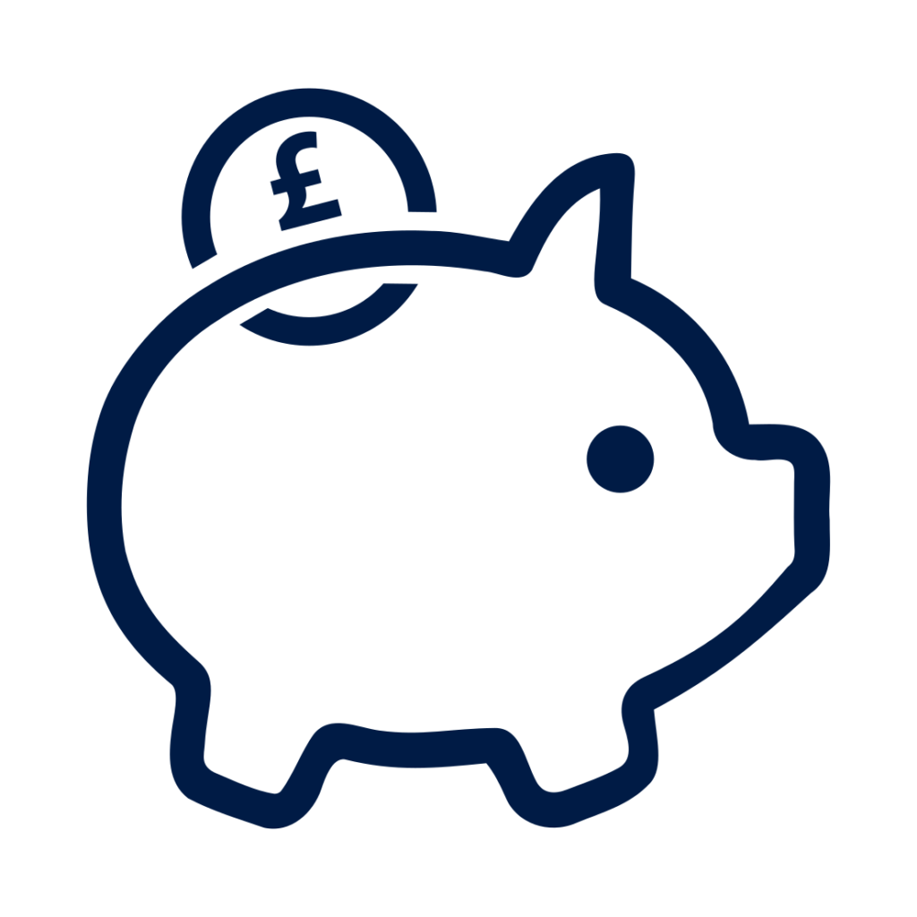 Transparent pig with GBP coin